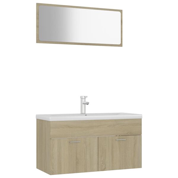 vidaXL Juego de muebles de ba&ntilde;o madera de ingenier&iacute;a roble Sonoma