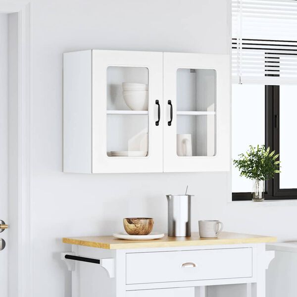vidaXL Armario pared cocina puerta de cristal Kalmar blanca