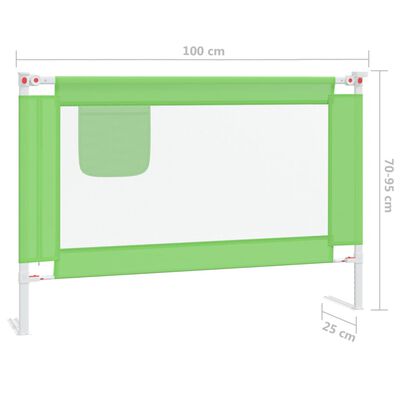 vidaXL Barandilla de seguridad cama de niño verde tela 100x25 cm