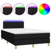 vidaXL Cama box spring con colch&oacute;n y luces LED tela negro 120x190 cm