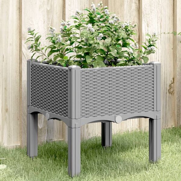vidaXL Jardinera con patas PP gris claro 40x40x42 cm