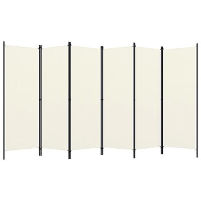 vidaXL Biombo divisor de 6 paneles blanco crema 300x180 cm