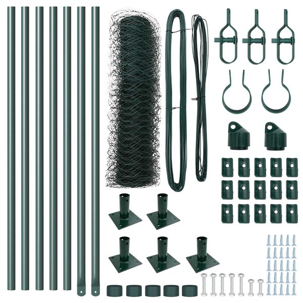 vidaXL Poste de Valla Verde 10 x 0,5 m (malla de 50 mm) Acero y PVC