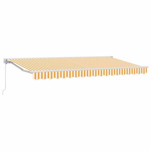 vidaXL Toldo manual 3,5 x 2 m Rayas amarillas y blancas 100% Poli&eacute;ster