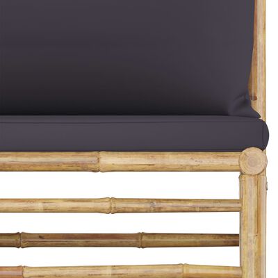vidaXL Set de muebles de jardín 11 pzas bambú con cojines gris oscuro