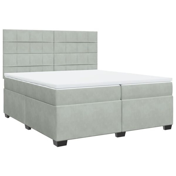 vidaXL Cama box spring con colch&oacute;n terciopelo gris claro 200x200 cm