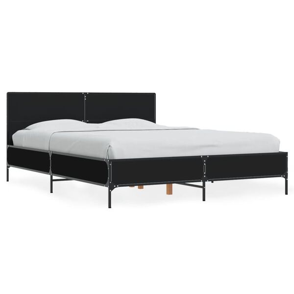 vidaXL Estructura de cama madera de ingenier&iacute;a y metal negro 140x190cm
