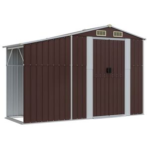 vidaXL Cobertizo de jard&iacute;n acero galvanizado marr&oacute;n 277x93x179 cm