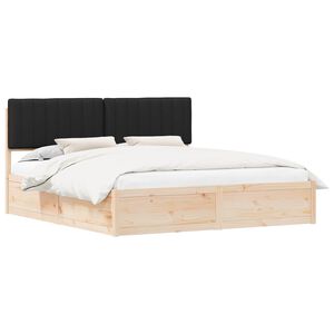 vidaXL Estructura de Cama con Cabecera Tapizada Negro 180 x 200 cm