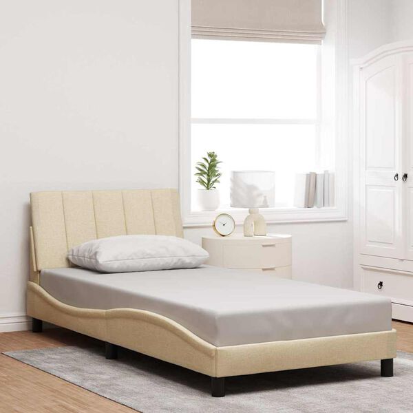vidaXL Estructura de cama sin colch&oacute;n Hanko tela crema 100x200 cm