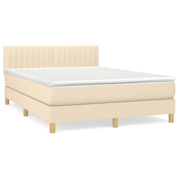 vidaXL Cama box spring con colch&oacute;n tela color crema 140x200 cm