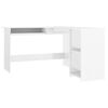 vidaXL Escritorio forma de L contrachapada blanco brillo 120x140x75 cm