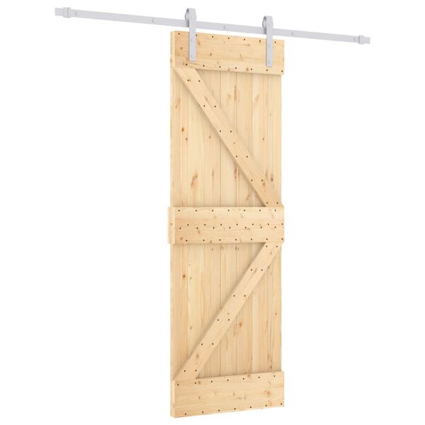 vidaXL Puerta corredera con herrajes madera maciza de pino 70x210 cm