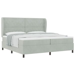 vidaXL Cama tipo Box Spring Gris Claro 200 x 200 cm Poli&eacute;ster