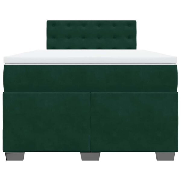 vidaXL Cama box spring con colch&oacute;n terciopelo verde oscuro 120x200 cm