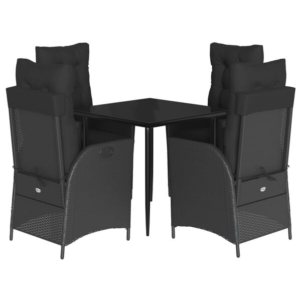 vidaXL Set de muebles jard&iacute;n 5 pzas con cojines rat&aacute;n sint&eacute;tico negro