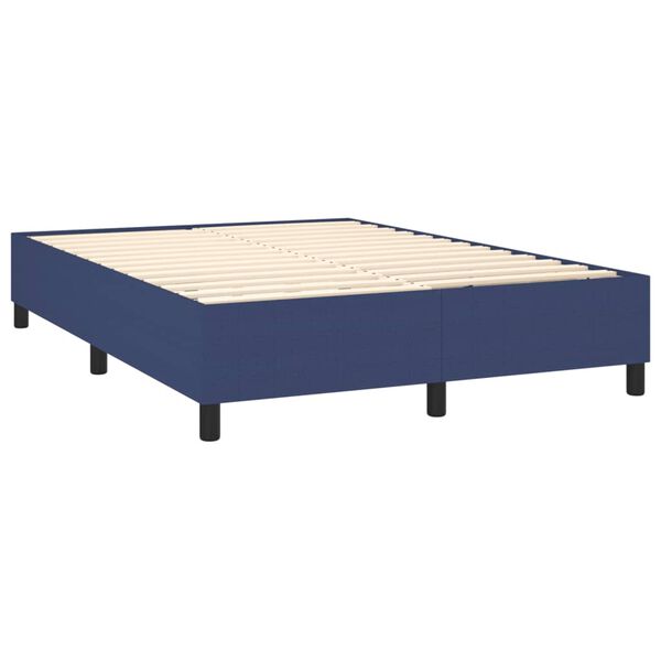 vidaXL Cama box spring con colch&oacute;n tela azul 140x200 cm