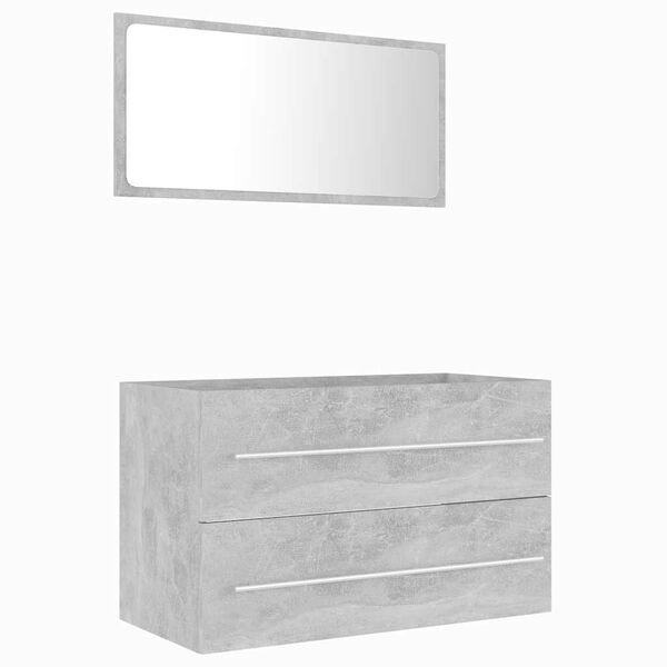 vidaXL Set muebles de ba&ntilde;o 2 piezas madera contrachapada gris hormig&oacute;n