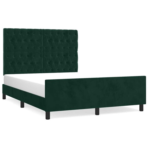 vidaXL Estructura cama sin colch&oacute;n terciopelo verde oscuro 140x200 cm
