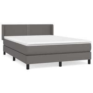 vidaXL Cama box spring con colch&oacute;n cuero sint&eacute;tico gris 140x200 cm