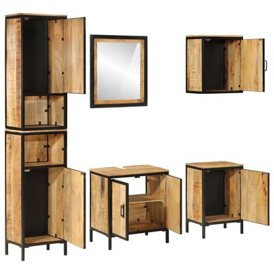 vidaXL Conjunto de muebles de baño 5 pzas madera maciza mango y hierro