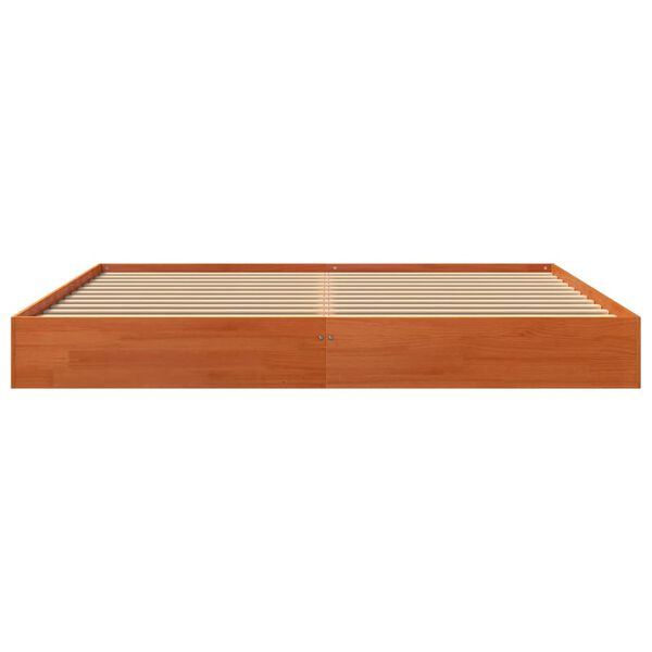 vidaXL Cama sin colch&oacute;n madera maciza de pino marr&oacute;n cera 200x200 cm