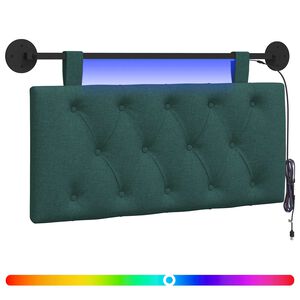 vidaXL Cabecero colgante Con luz LED Verde oscuro Tela
