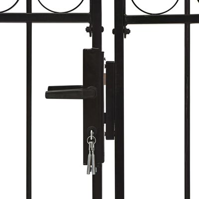 vidaXL Cancela de valla doble puerta con arco 400x150 cm acero negro