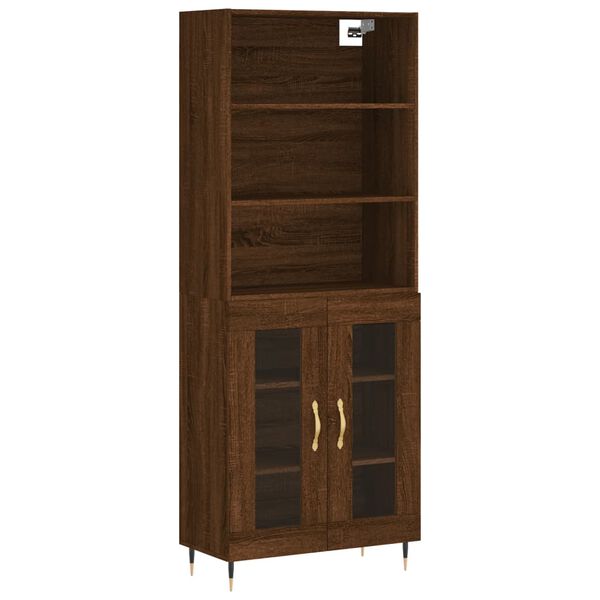 vidaXL Aparador alto madera contrachapada marr&oacute;n roble 69,5x34x180 cm