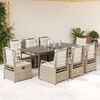 vidaXL Set comedor de jard&iacute;n 9 pzas con cojines rat&aacute;n sint&eacute;tico beige