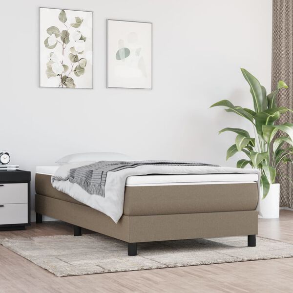 vidaXL Cama box spring con colch&oacute;n tela gris taupe 90x190 cm