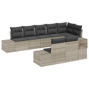 vidaXL Conjunto de sof&aacute; de jard&iacute;n 8 pcs Gris Claro rat&aacute;n sint&eacute;tico