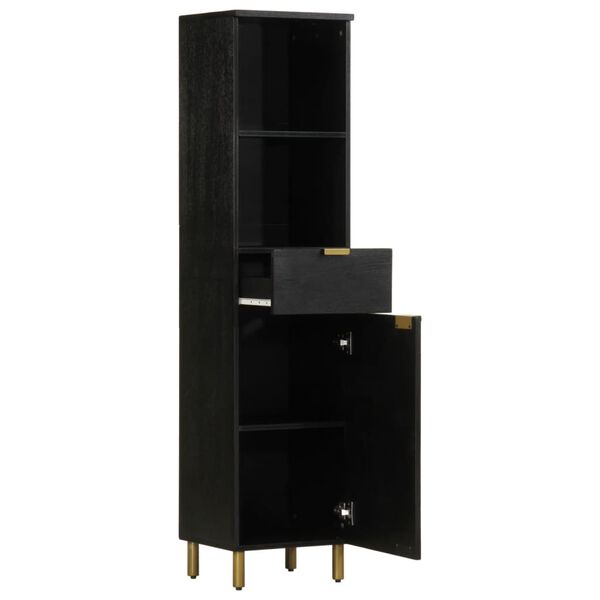 vidaXL Mueble de baño de madera maciza de mango negro 38x33x160 cm