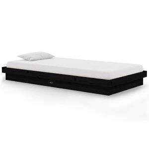 vidaXL Estructura de cama sin colch&oacute;n madera maciza negro 100x200 cm