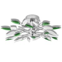vidaXL Lámpara de techo con brazos de cristal hojas blanco y morado