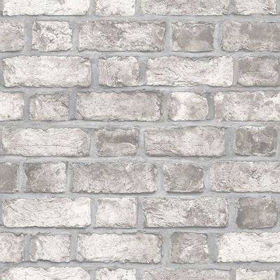 Homestyle Papel pintado Brick Wall gris y blanco roto