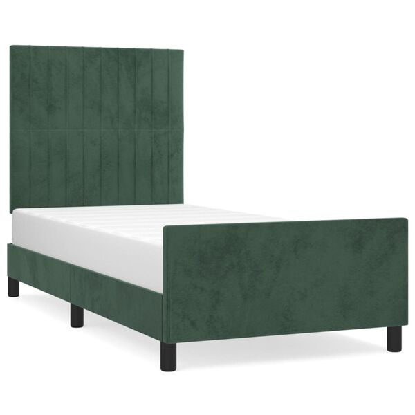 vidaXL Estructura cama sin colch&oacute;n terciopelo verde oscuro 100x200 cm