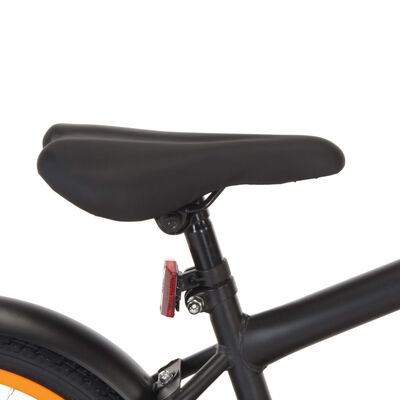 vidaXL Bicicleta niños y portaequipajes delantero 18" negro y naranja