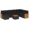 vidaXL Set de sof&aacute;s de jard&iacute;n 8 piezas y cojines rat&aacute;n sint&eacute;tico negro