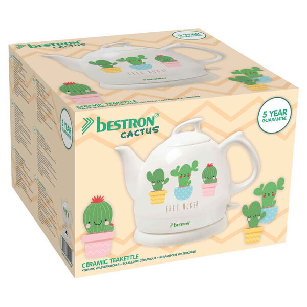 Bestron Hervidor de agua de cer&aacute;mica DTP800CA blanco 0,8 L