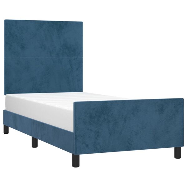 vidaXL Estructura de cama sin colch&oacute;n terciopelo azul oscuro 90x190 cm