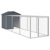vidaXL Gallinero con corral acero galvanizado gris 117x405x123 cm