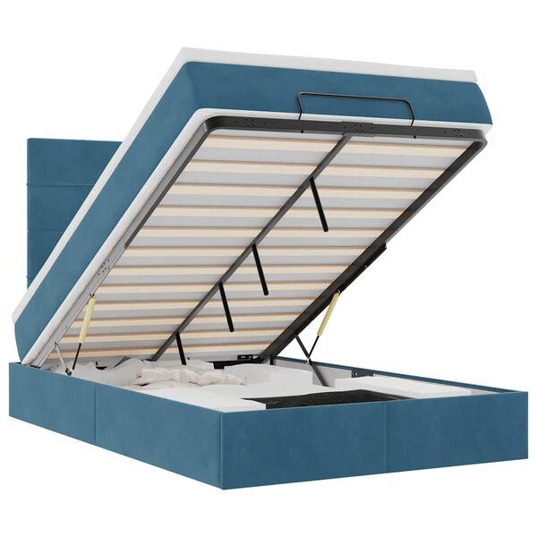 vidaXL Estructura de cama otomana colchones terciopelo azul oscuro