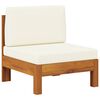 vidaXL Sof&aacute; central con cojines blanco crema madera de acacia