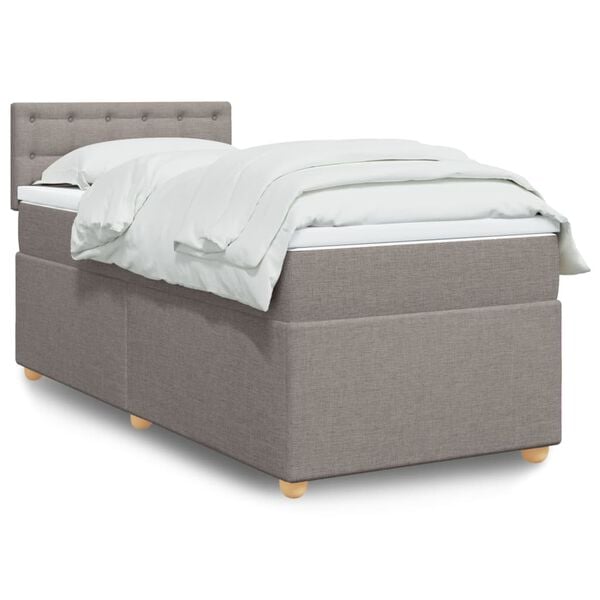 vidaXL Cama box spring con colch&oacute;n tela gris taupe 100x200 cm