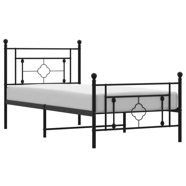 vidaXL Estructura cama sin colch&oacute;n con estribo metal negro 100x190 cm