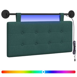 vidaXL Cabecero colgante Con luz LED Verde oscuro Tela