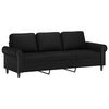 vidaXL Sof&aacute; 3 plazas almohadas y cojines cuero sint&eacute;tico negro 180 cm
