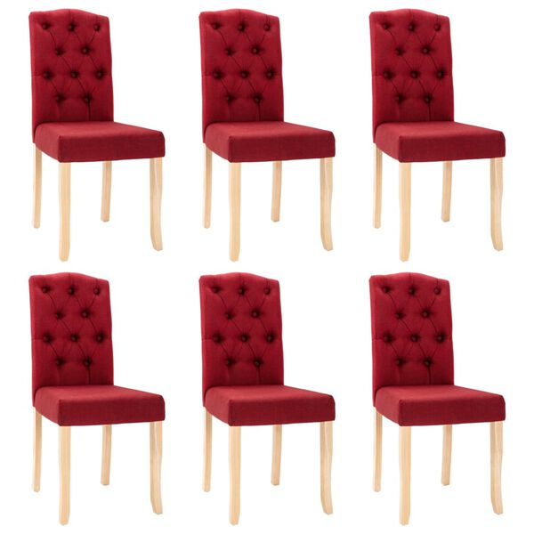 vidaXL Sillas de comedor 6 unidades de tela rojo tinto