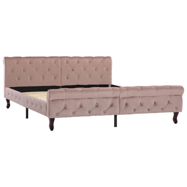 vidaXL Estructura de cama sin colchón terciopelo rosa 160x200 cm